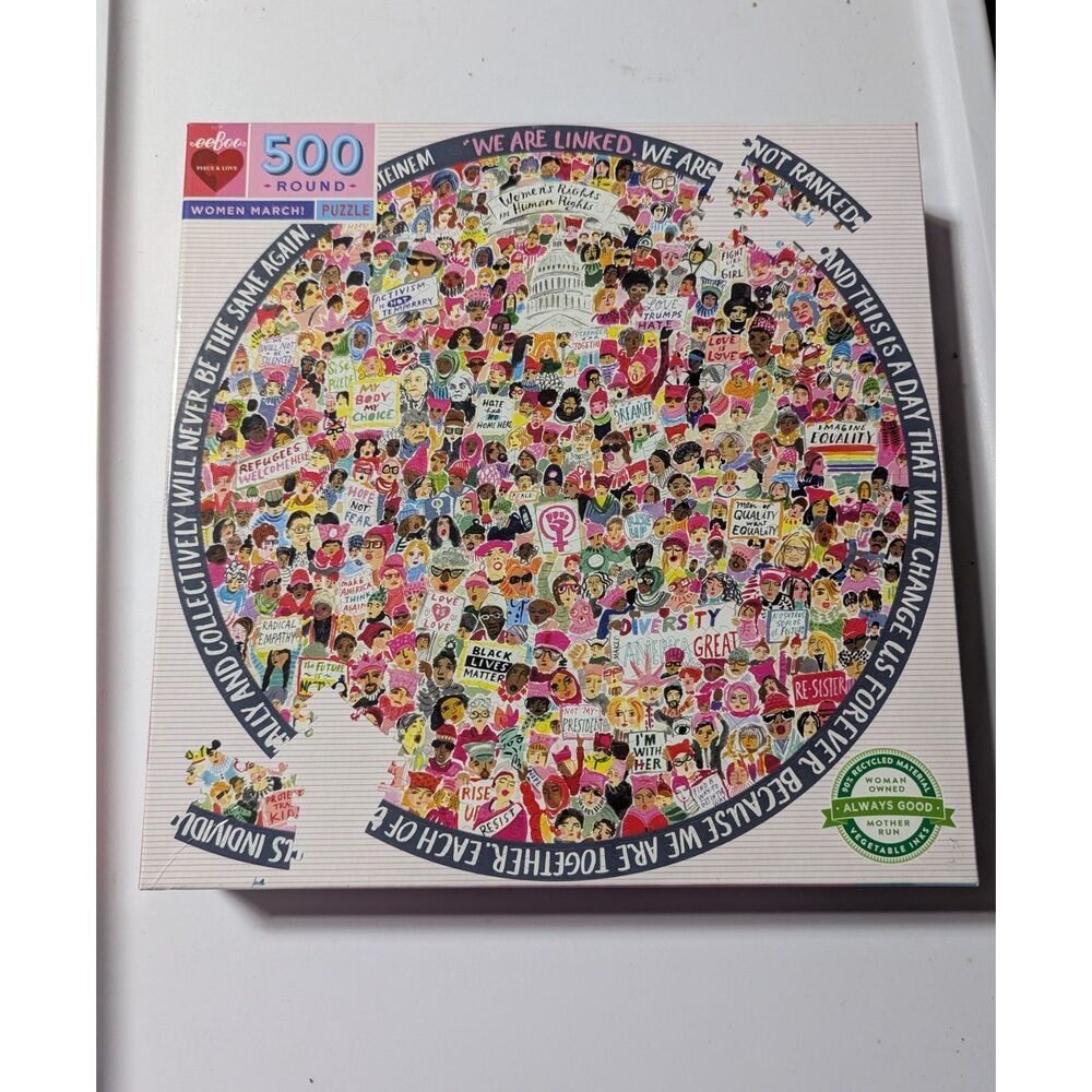 NIB eeBoo Women's March 500 Piece Round Puzzle